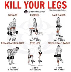 a poster showing how to do the dumbbles for your legs and chest muscles