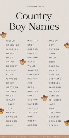 the country boy names are shown in black and white, with an orange border around them