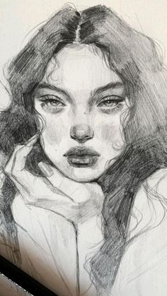 a pencil drawing of a woman's face