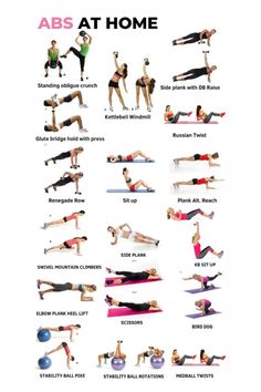 an exercise poster with the words abs at home