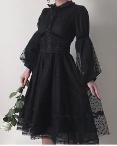 Black Gothic Dress, Puff Sleeves Dress, Punk Dress, Goth Dress, Punk Rave, Gothic Dress, Sleeves Dress, Alternative Outfits