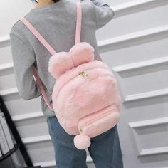 Girly Backpacks, Small School Bags, Bunny Backpack, Cute Mini Backpacks, Stylish School Bags, Backpack Cute, Fluffy Bunny, Plush Bags, Mini Backpacks