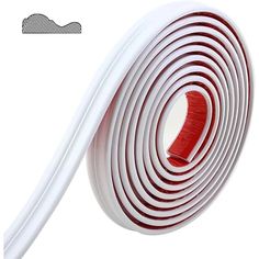 a white and red fire hose on a white background