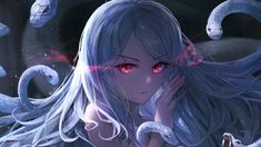 White Hair And Red Eyes, Anime Snake, Pelo Anime, Snake Girl, Eyes Wallpaper, Anime Eyes, Red Eyes, Anime Kawaii