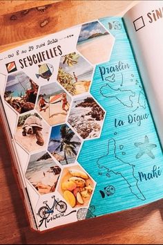 Idée de page pour scrapbook voyage : Seychelles / Travel scrapbooking idea Seychelles Voyage Sketchbook, Diy Photo Book, Album Journal