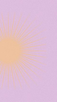 the sun is shining brightly on a pale purple background with light yellow rays in the center