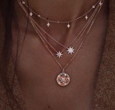 Delicate Layered Necklace, Trendy Chokers, Star And Moon Necklace, Moonstone Pendant Necklace, Urban Outfitters Jewelry, Mini Necklace, Layered Necklace Set, Wrap Necklaces