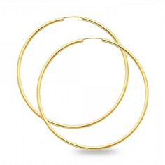 High quality fashion earrings jewelry. 100% genuine solid 14k gold. Great Womens and Mens gift for any occasion. Big Round Hoops Endless Circle Earrings 14k Yellow Gold Classic Design Polished Finish 55mm x 2mm Size: one size.  Color: Metal Type.  Gender: female.  Age Group: adult.