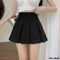 Olivia Mark - High-Waisted Black Mini Skirt for Women Pleated Skirt Aesthetic, Korean Skirt, Skirt Aesthetic, Black Korean, Fashion Style Outfits, Korean Casual Outfits, Black Pleated Skirt, Korean Casual, Skirt For Women