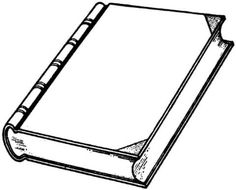 a black and white drawing of a binder with clippings on the side