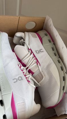 Pink And White On Clouds Shoes, Hot Pink On Cloud Shoes, Pink On Clouds Shoes, Tennis Shoes For Tennis, Cute On Cloud Shoes, Pink On Clouds, Pink On Cloud Shoes, Cute On Clouds, Cute Tennis Shoes For Women