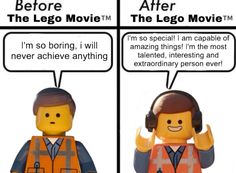 two legos that are talking to each other about the same movie and then saying it's funny