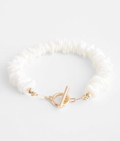 "BKE Puka Shell Bracelet - White , Women's White Length measures 8". Apparel & Accessories" Elegant Adjustable Charm Bracelet For Beach, Elegant Adjustable Stretch Bracelet For Beach, White Adjustable Chain Bangle Bracelet, Adjustable White Chain Bangle Bracelet, Coastal Bracelet, Puka Shell Bracelet, Beachy Bracelets, Christmas Gift List, Puka Shell