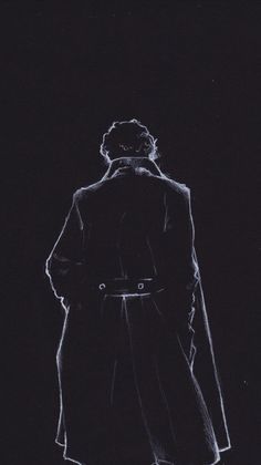 a drawing of a person standing in the dark