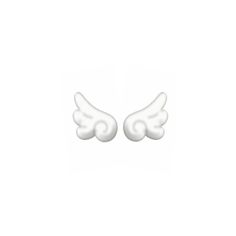 two white angel wings are shown against a white background with the word love written on it