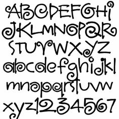 the alphabet is drawn in black ink and has been placed on top of each other