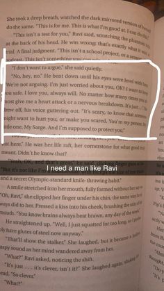 an open book with the words i need a man like ravi