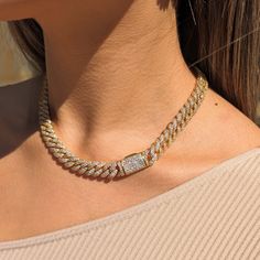 Gold Diamond Cuban Link Necklace Cuban Diamond Necklace, Women Cuban Link Necklace, Jayda Wayda Jewelry, Cuban Necklace Women, Cuban Link Chain Women, Gold Diamond Chain, Cuban Women, Jewellery Diamonds, Thick Necklace