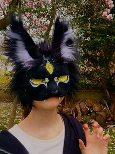 #therian #mask #aesthetic #cute #kawaii #nature Black Therian Mask, Crow Therian Mask, Halloween Therian Mask, Black Cat Therian Mask Ideas, Bunny Therian Mask, Moth Therian Mask, Therian Mask Ideas Cat Black, Black Cat Mask Ideas Therian, Black Cat Therian Mask