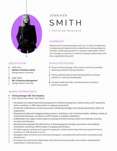 Simple Training Manager Resume Template Visme Adult Learning Theory, Team Motivation, George Mason University, Leadership Skills