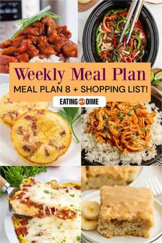 the weekly meal plan is full of delicious meals