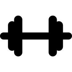 a black and white image of two dumbbells on one side, with the other end facing opposite directions