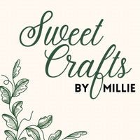 the words, sweet crafts by millie are in green and white letters with leaves on them