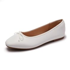 PRICES MAY VARY. 100% Synthetic. Rubber sole. Soft and absorb sweat sponge lining. Thickened insole with arch support design to make your wear more comfortable. Classic and versatile ballet flat designed for daily wear. White Ballet Flats For Everyday Wear, White Elegant Ballet Flats For Everyday, White Slip-on Ballet Flats With Flat Heel, Spring White Synthetic Ballet Flats, Elegant White Ballet Flats, Dressy Flats Shoes, Dressy Flats, Support Design, Flats Shoes