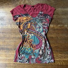 Ed hardy/christian audiger tattoo-print tee. Y2K... - Depop