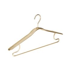 a gold metal hanger on a white background