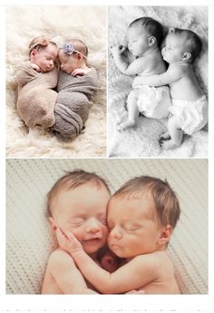 three different pictures of babies laying on top of each other