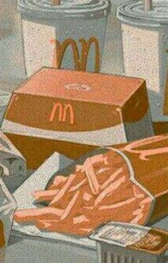 an illustration of mcdonald's and other food items