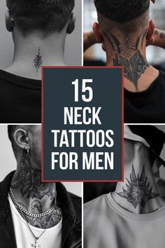 15 different neck tattoo designs for men. Men S Tattoo Neck, Lotus Neck Tattoo Men, Nice Small Tattoos For Guys, Behind Ear Tattoos For Guys, Rear Neck Tattoo Men, Chest And Neck Tattoos Men, Alpha Male Tattoo Ideas, Mens Back Of Neck Tattoo