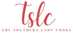 the southern lady cooks logo is shown in red and white, with text that reads