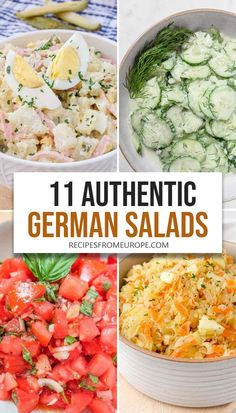 different types of german salads with text overlay that reads 11 authentic german salads