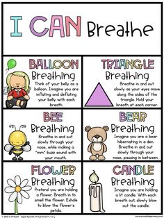 i can breathe poster with pictures of different types of breathings and their corresponding words