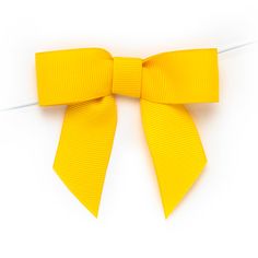 a yellow bow on a white background