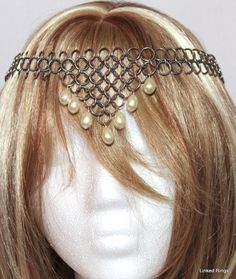 Chain Mail Head Peice, Ren Faire Chainmail, Chain Mail Head Piece, Chain Mail Outfit, Chainmaille Headpiece, Diy Chain Mail, Chainmail Headpiece, Medieval Headpiece, Chainmail Diy