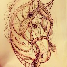 a drawing of a horse's head on a piece of paper