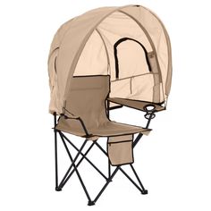 an outdoor chair with a canopy on top