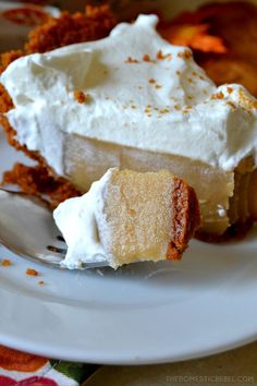 a piece of pie on a plate with a fork