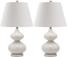 pair of white ceramic table lamps