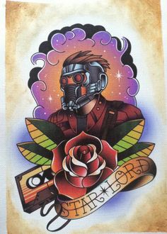 Star Lord Tattoo, Lord Tattoo, Superhero Tattoos, Tattoo Cartoon, Traditional Drawings, Avengers Tattoo, Nerdy Tattoos, Traditional Tattoo Old School, Tattoo Thoughts