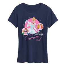 She will love showing off her style with this Disney's Cinderella Women's Magic Graphic Tee.© Disney FEATURES Short sleeves CrewneckFABRIC & CARE Solid Color: Cotton ; Heather Colors: Cotton/Polyester Machine wash Imported Size: Medium. Color: Navy. Gender: female. Age Group: adult. Disney Princess Rapunzel, All Disney Princesses, Disney Princess Cinderella, Magic Women, Princess Cinderella, Let Your Hair Down, How To Show Love, How To Make Tshirts, Tee Shop