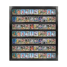 a framed baseball card display with many different players