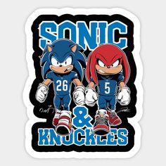 two sonic and knuckleses cartoon characters with the words sonic and knuckleses on them