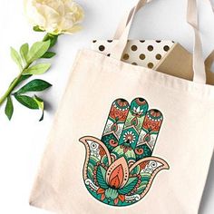 All things canvas & totes by CanvasAndTotes on Etsy Protect Your Energy, Big Tote Bags, Bridesmaid Tote Bags, Boho Tote, Pink Tote Bags, Pink Tote, Hamsa Hand