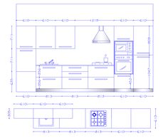 a blueprint drawing of a kitchen with an oven, sink and countertop area