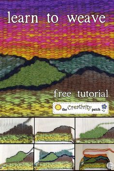 the crochet pattern shows how to weave a mountain scene with text that reads learn to weave