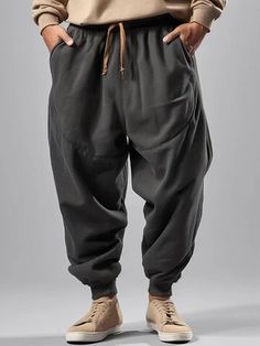 Drawstring Waist Pants, Sweatpants With Pockets, Men's Formal Style, Stylish Men Casual, Men Stylish Dress, Cyberpunk Style, Men's Casual Style, Winter Outfits Men, Men's Muscle